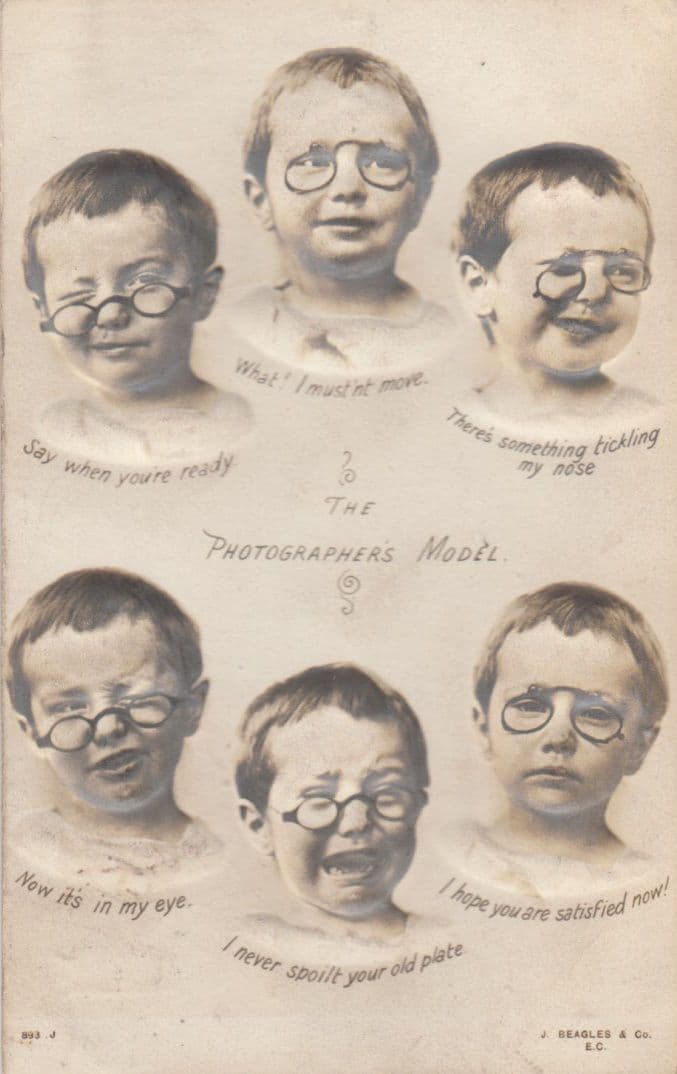The Photographers Model Beagles Camera Man Rare Antique 3D Raised Head Postcard