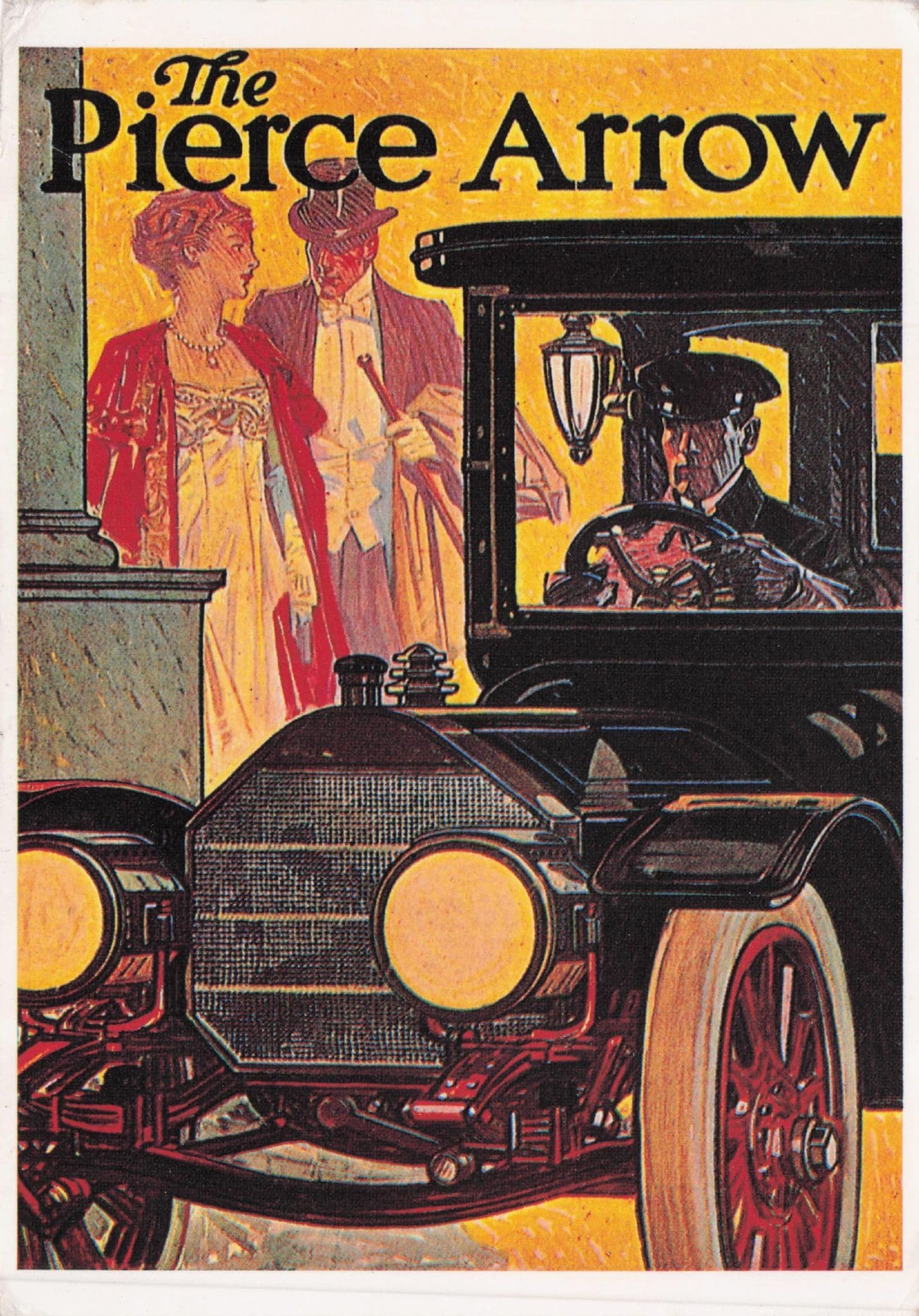 The Pierce Arrow Black Taxi 1909 Motor Car Advertising Postcard