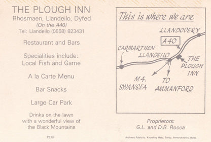 The Plough Inn Map Aerial Llandeilo Carmarthenshire Wales Postcard