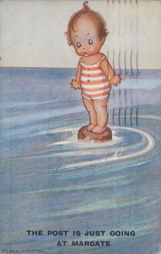 The Post Is Just Going Ar Margate Royal Mail & Beach Stranded Old Comic Postcard