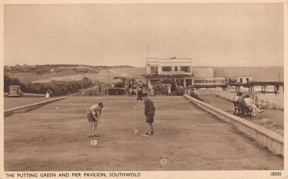 The Putting Green Birdie Attempt Southwold Suffolk Golf Old Postcard