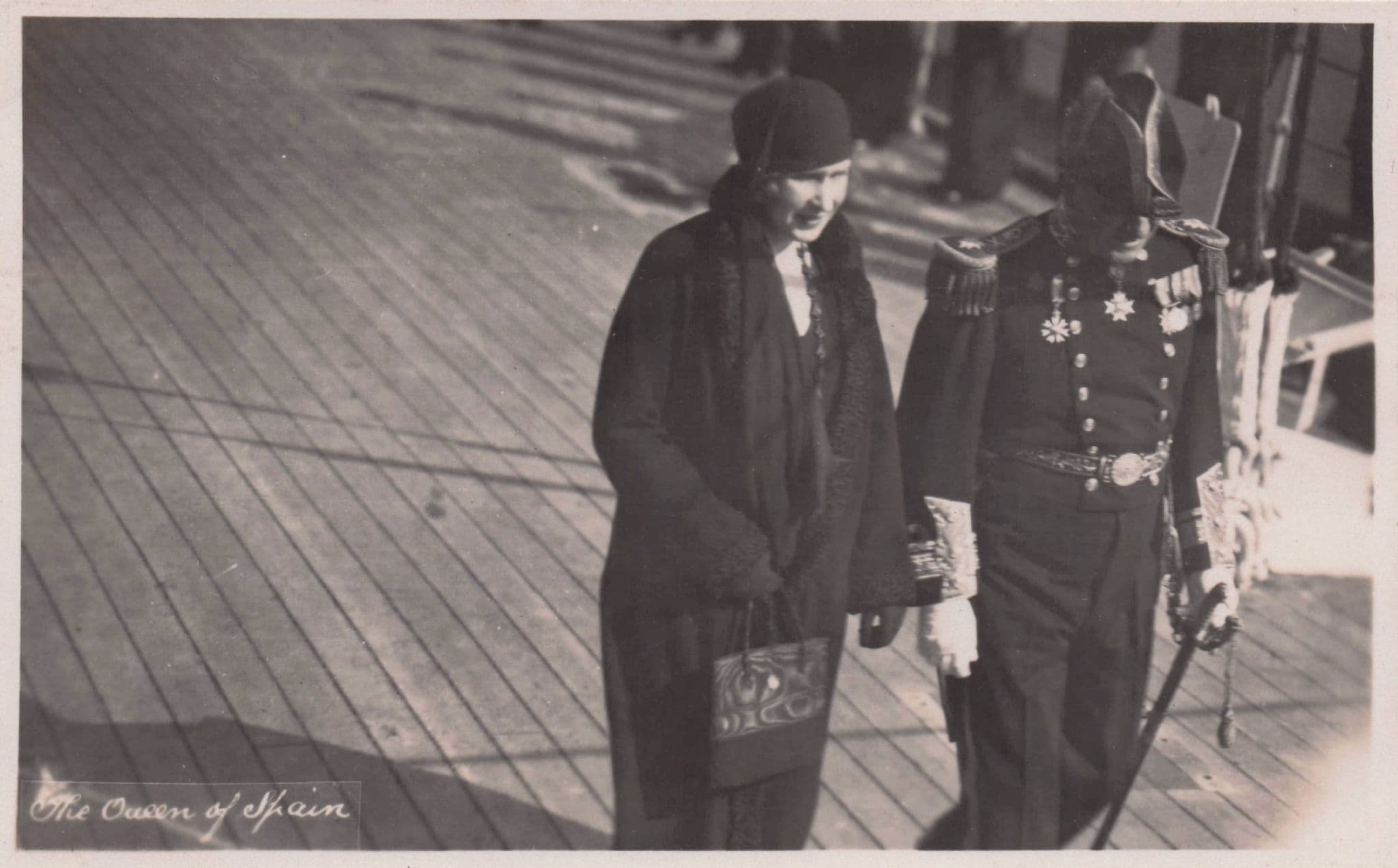 The Queen Of Spain on HMS London Ship Old Real Photo Postcard