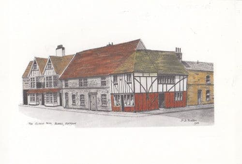 The Queens Head Bures Sudbury Suffolk Painting Postcard