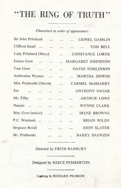 The Ring Of Truth Lionel Gamlin BBC WW2 Comedy Theatre Programme