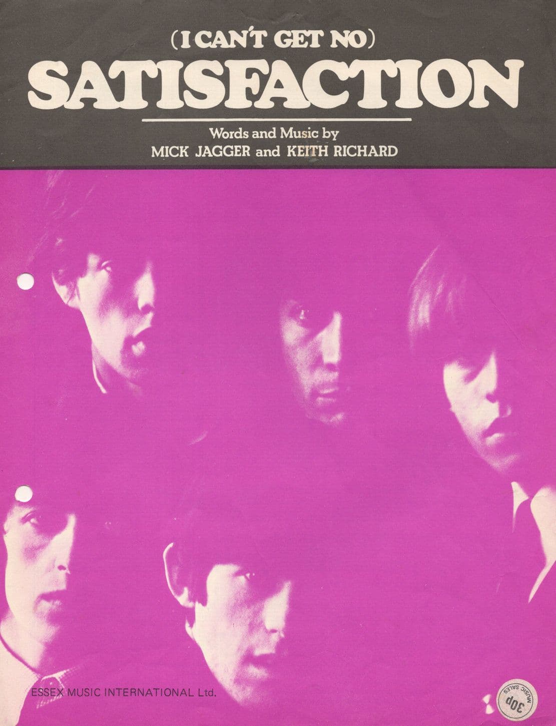 The Rolling Stones I Can't Get No Satisfaction UK RARE Sheet Music