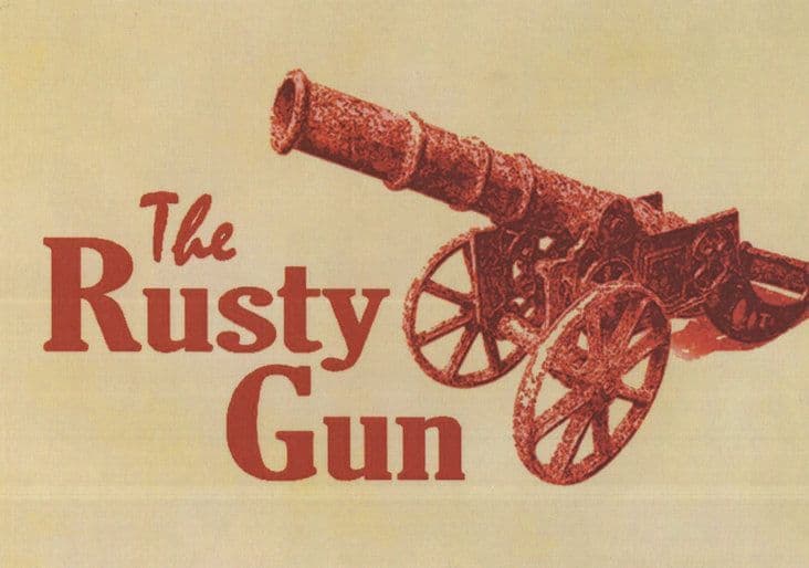 The Rusty Gun Military Sign Hitchen Restaurant Advertising Postcard