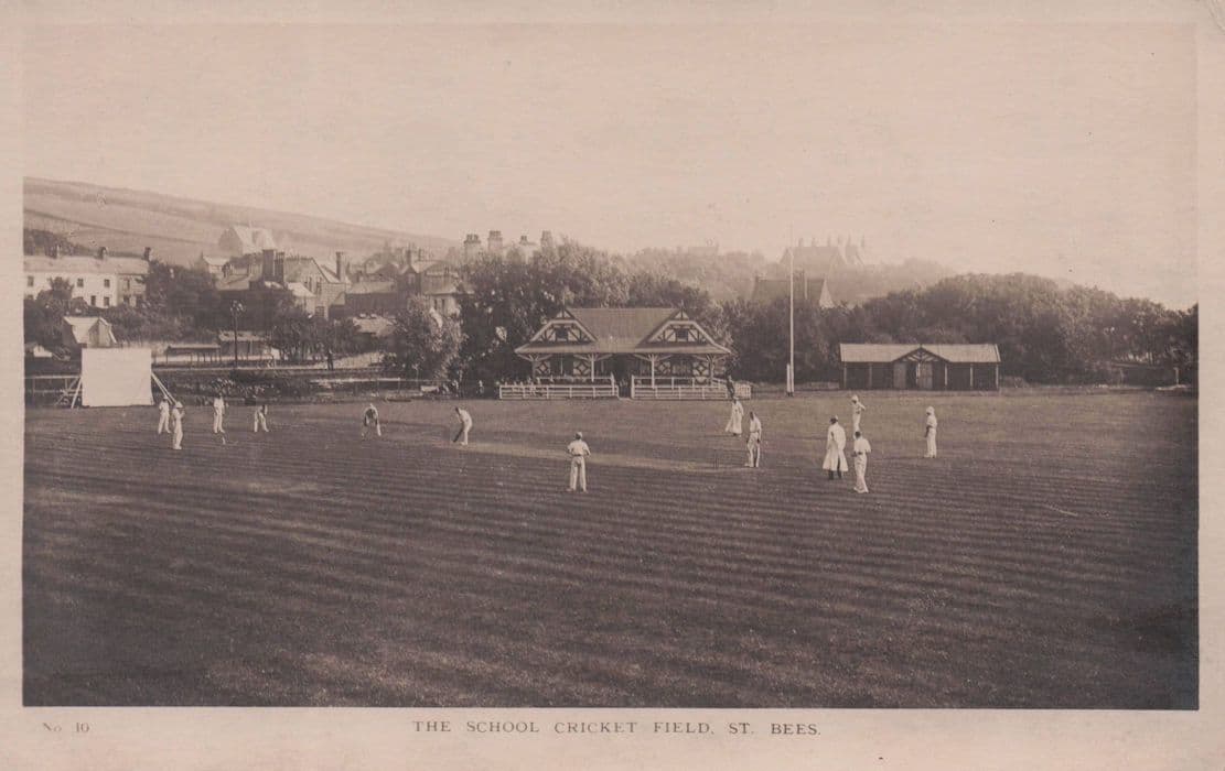 The School Cricket Field St Bees Cumbria Antique Sports Postcard