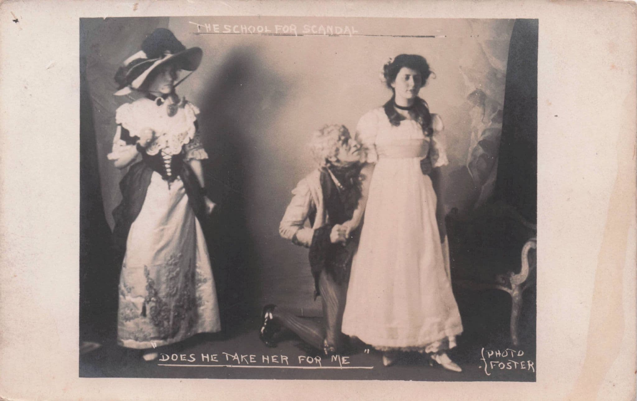 The School For Scandal Does He Take Her From Me Old Theatre Postcard