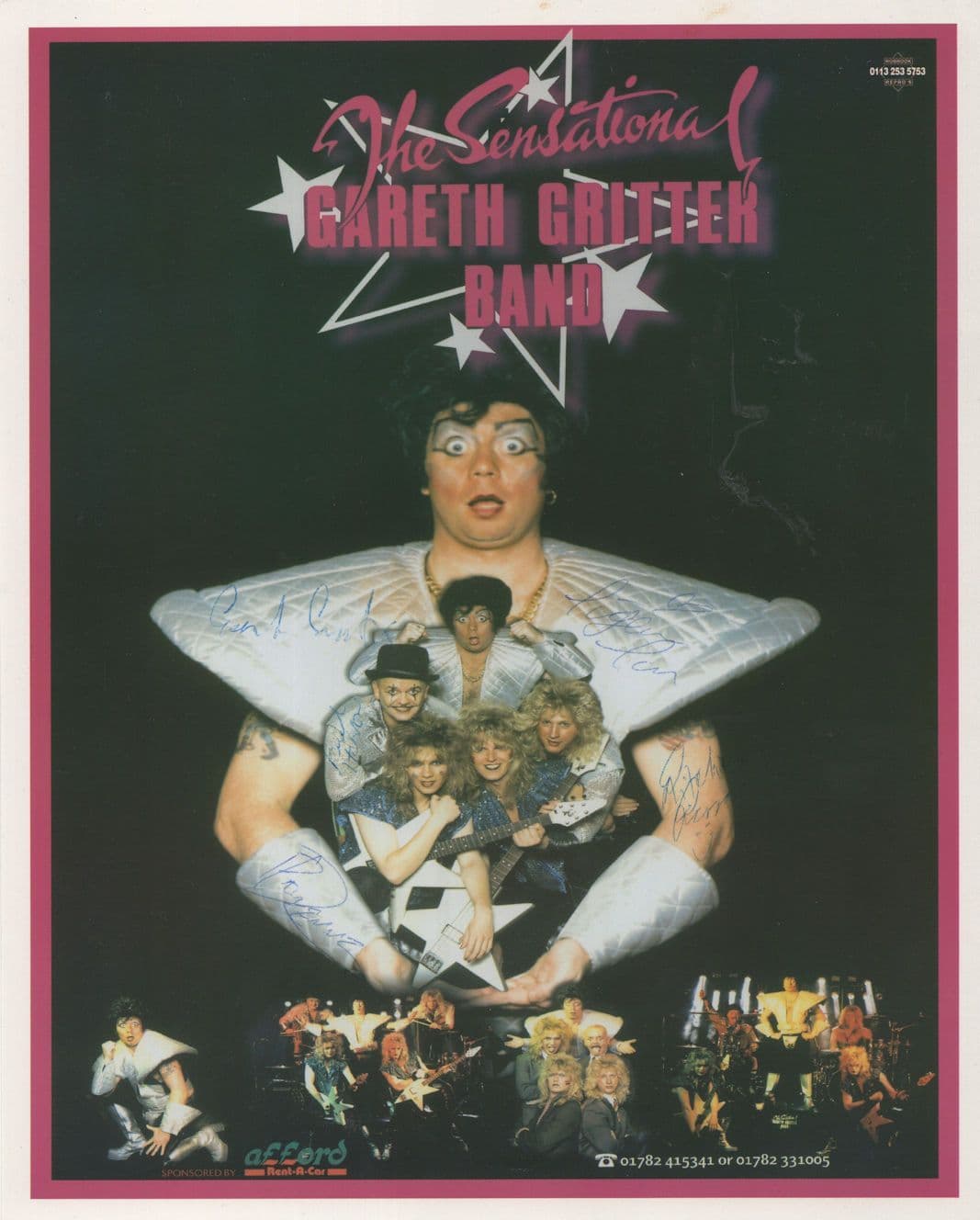 The Sensational Gareth Gritter Band Gary Glitter Spoof Signed 10x8 Photo