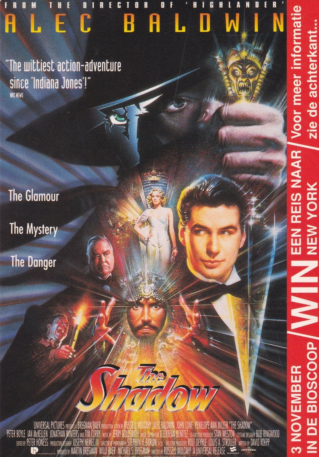 The Shadow Alec Baldwin Superhero Movie Rare Dutch Poster Postcard