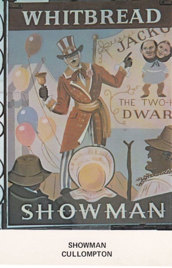 The Showman Collompton Devon Village Pub Hanging Sign Postcard