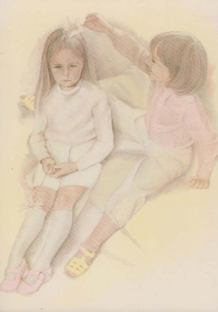 The Small Girl Friends Girlfriends Yoshimi Kimono Designer Art Painting Postcard