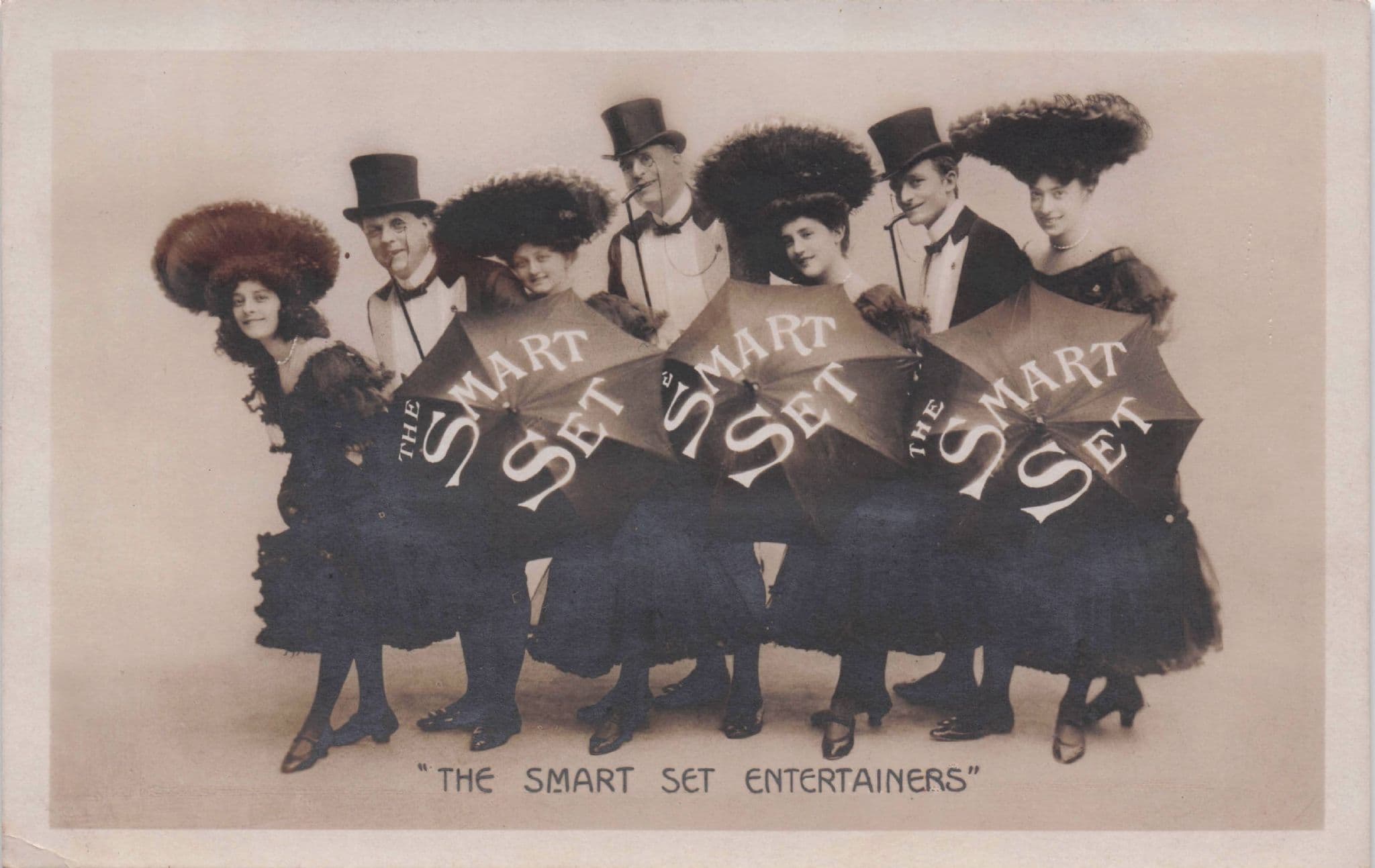 The Smart Set Entertainers Umbrella Procession Old Troupe Poscard