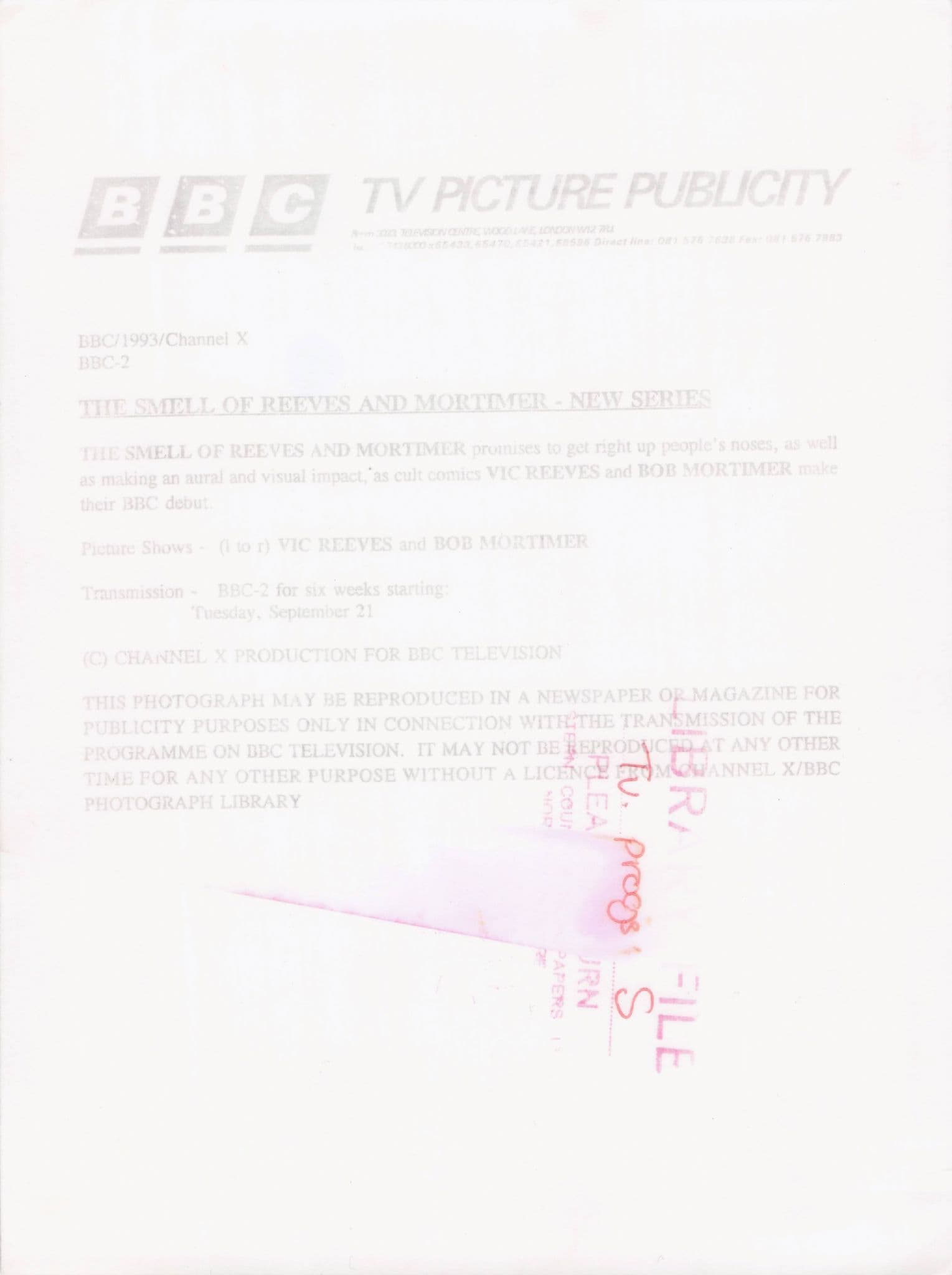 The Smell Of Reeves & Mortimer BBC Launch Series Press Photo