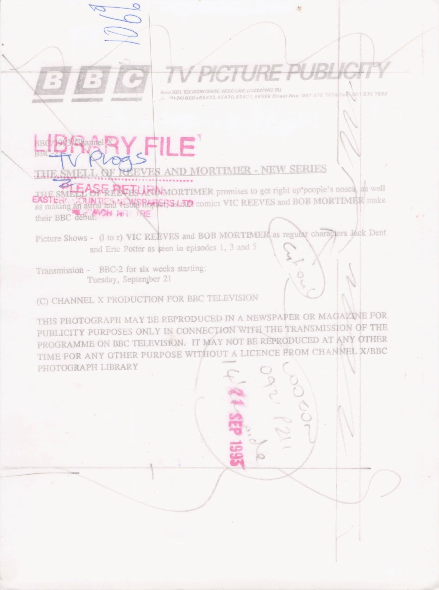The Smell Of Reeves & Mortimer BBC TV Launch Series Press Photo