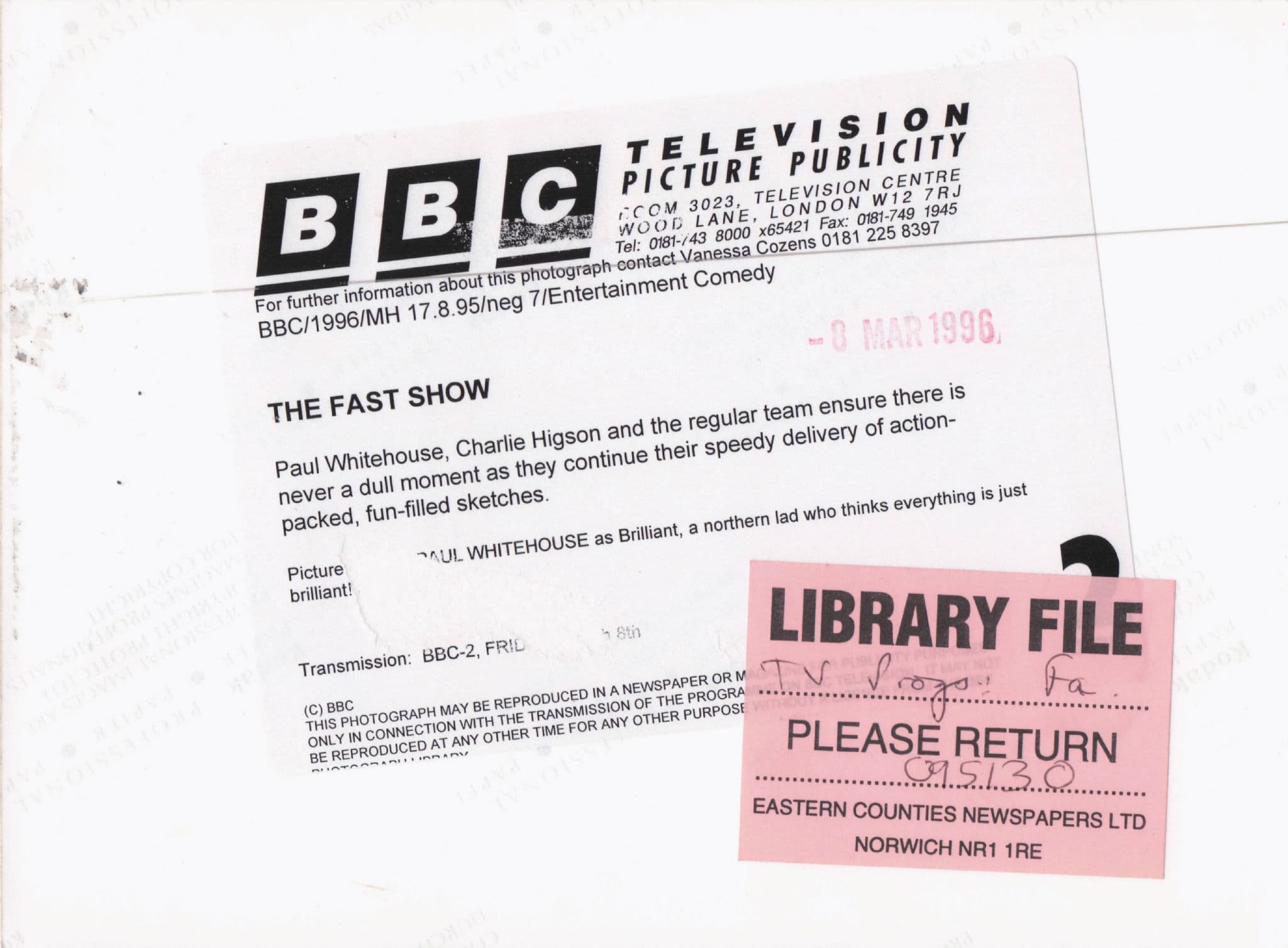 The Smell Of Reeves & Mortimer BBC TV Series Rare Press Photo