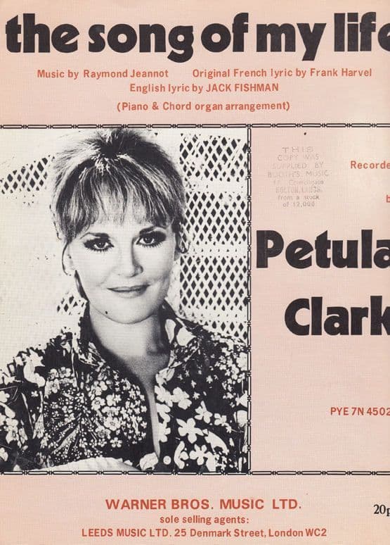 The Song Of My Life Petula Clark 1970s Sheet Music