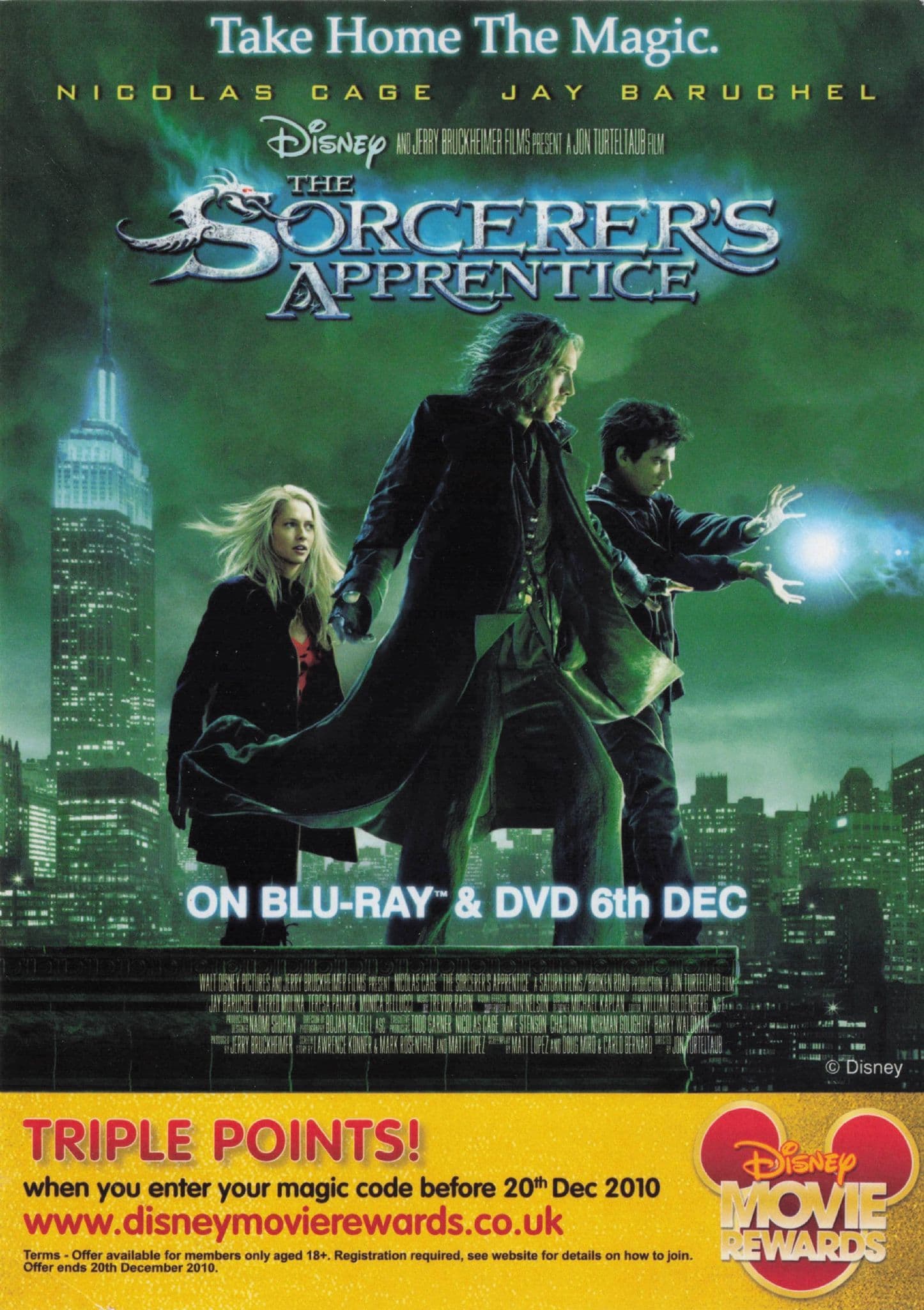 The Sorcerers Apprentice Nicolas Cage Film DVD Advertising Postcard