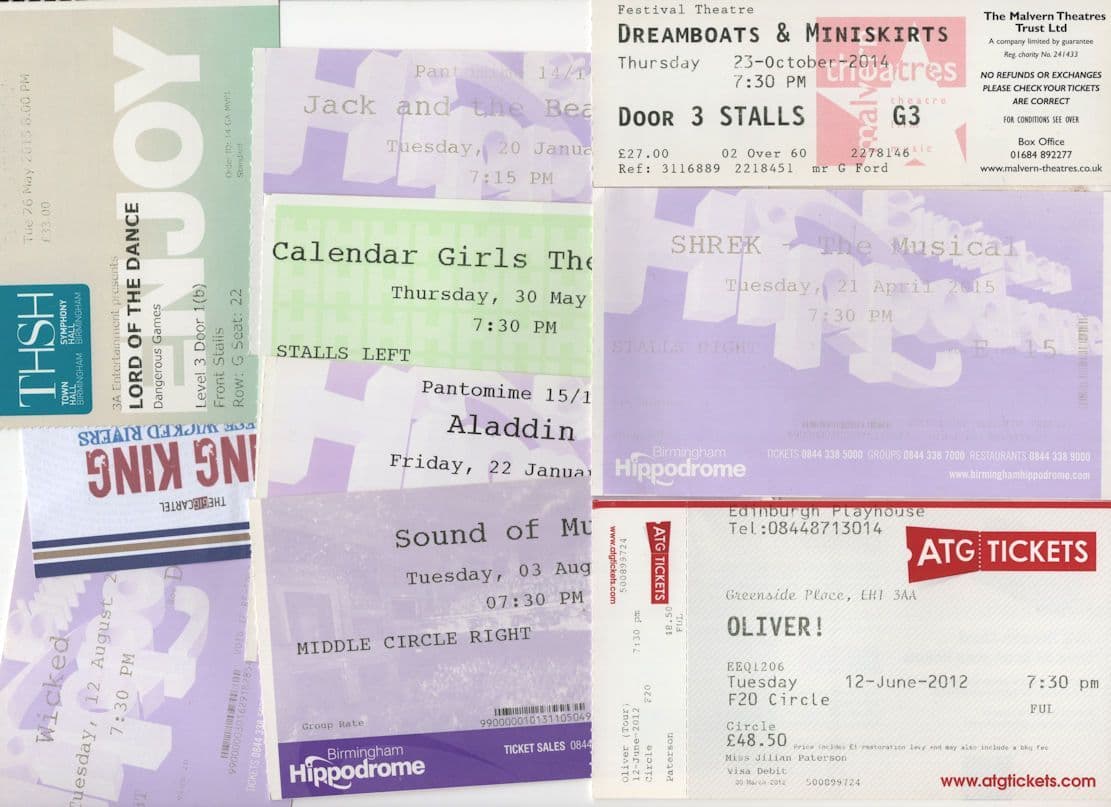 The Sound Of Music Oliver Shrek Alladin Wicked 10x Musical Theatre Ticket Bundle