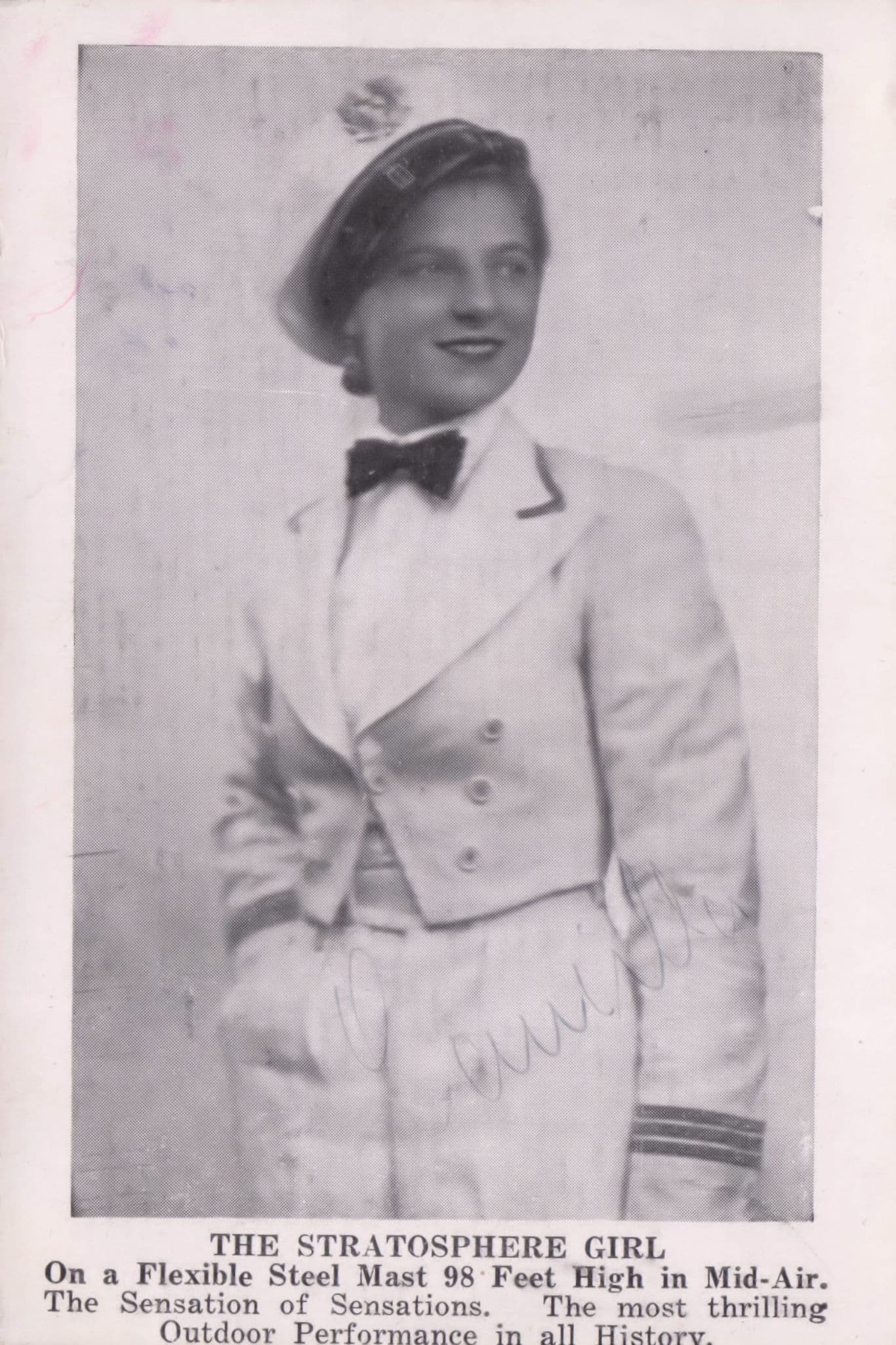 The Stratosphere Girl Butlins Blackpool Circus Stunt Woman Hand Signed Photo