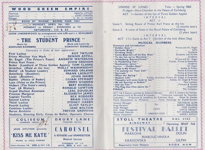 The Student Prince Rex Rodgers Wood Green London Musical Theatre Programme