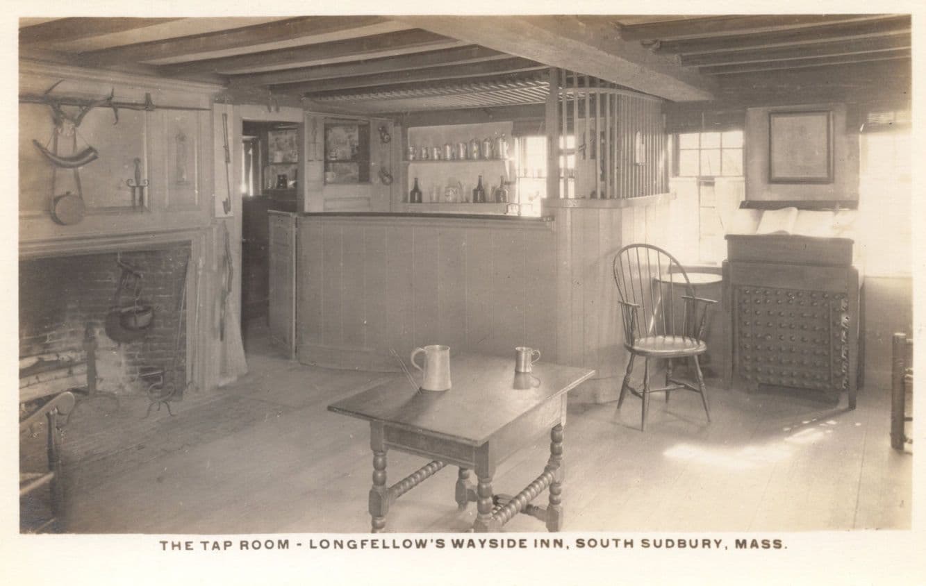 The Tap Room Longfellow's Wayside Inn South Sudbury Massachusetts USA Old Postcard