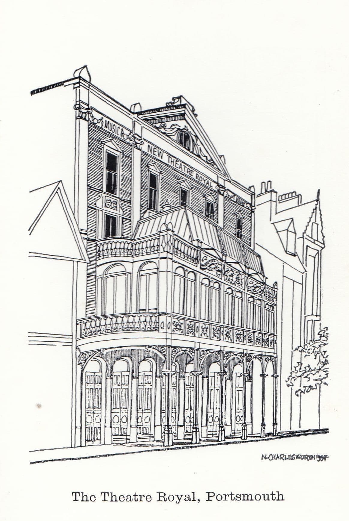 The Theatre Royal Portsmouth Painting Postcard