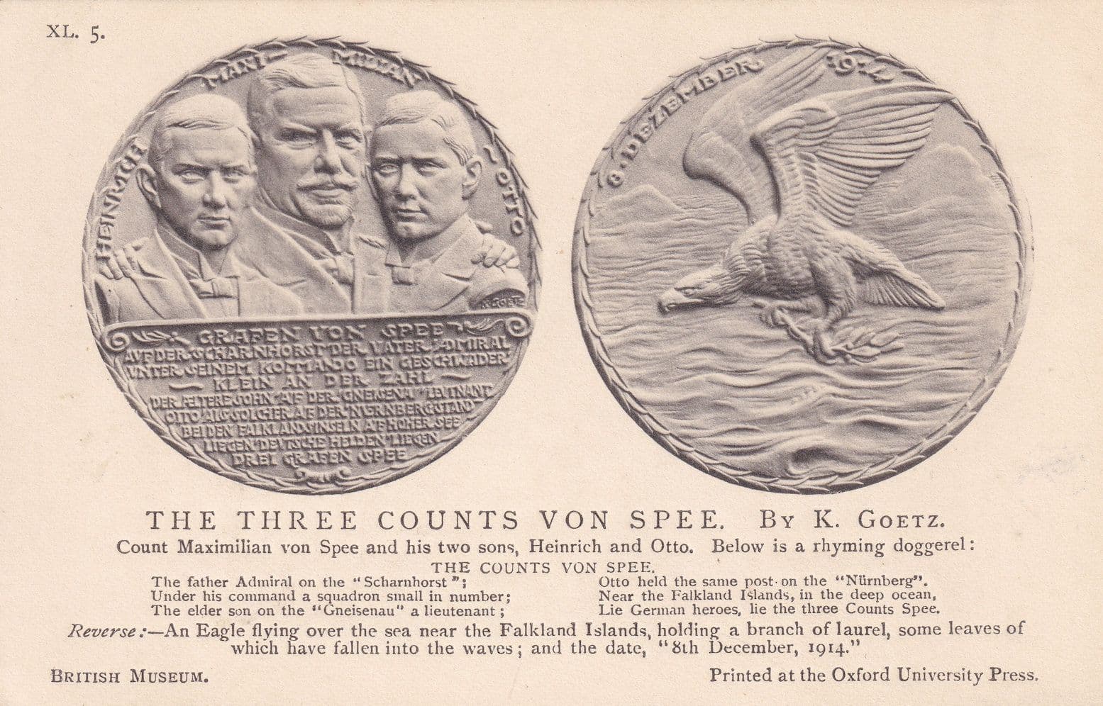The Three Count Maximilian Von Spee Otto German WW1 Medal Military War Postcard