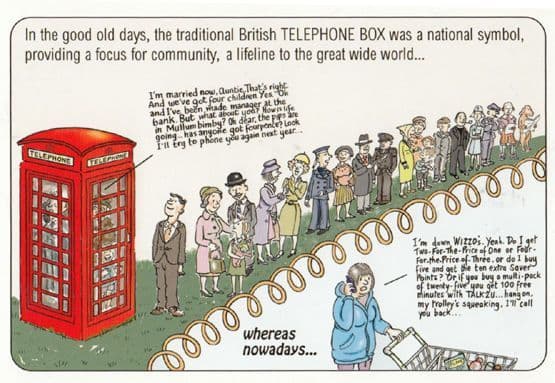 The Traditional Telephone Red Phone Box British Tourist Comic Humour Postcard