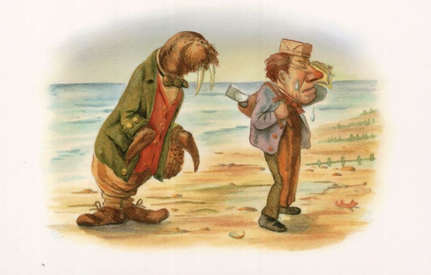 The Walrus & Carpenter Alice In Wonderland Book Art Postcard