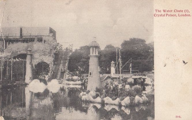 The Water Chute Crystal Palace Antique Postcard