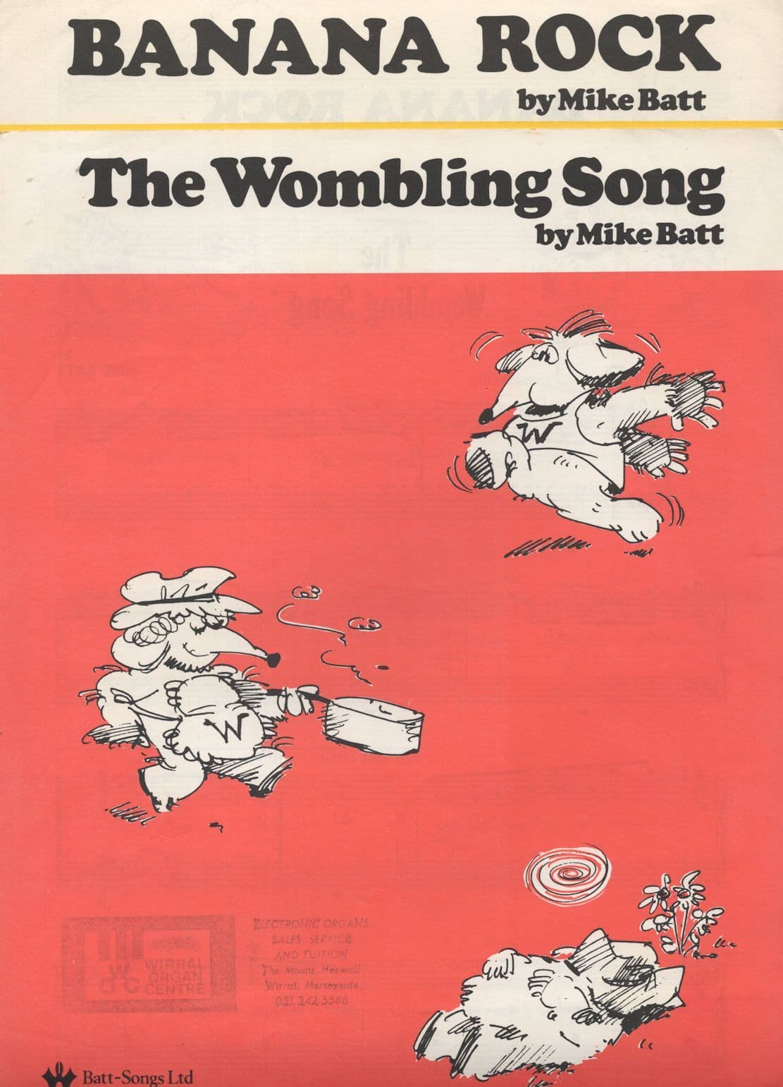 The Wombling Song Banana Rock 2x Mike Batt 1970s Sheet Music s