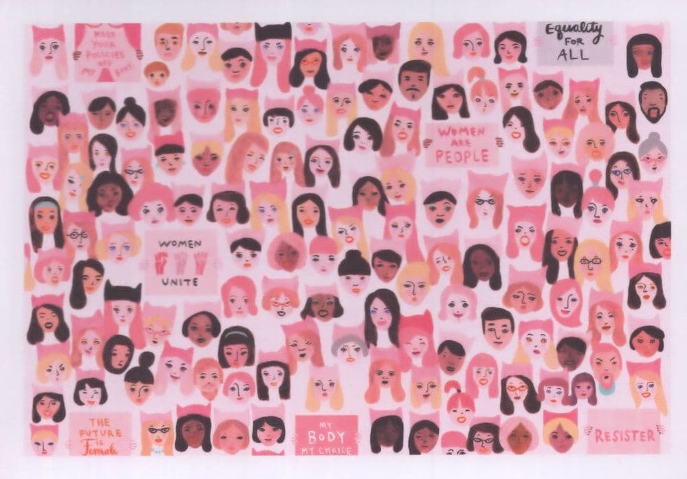 The Womens March Rights Riot Protest Donald Trump Painting Postcard