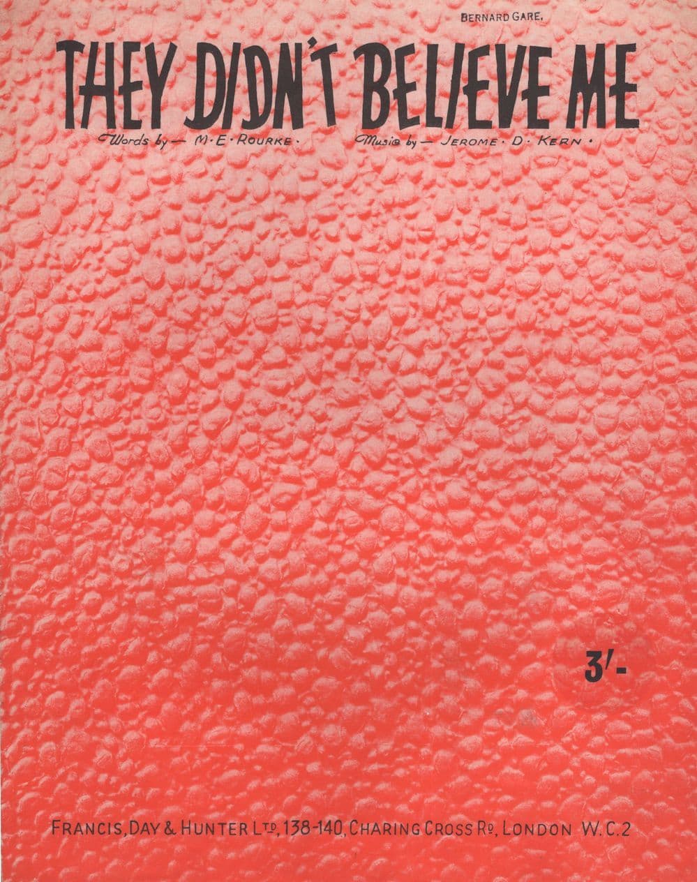 They Didn't Believe Me Jerome Kern Sheet Music