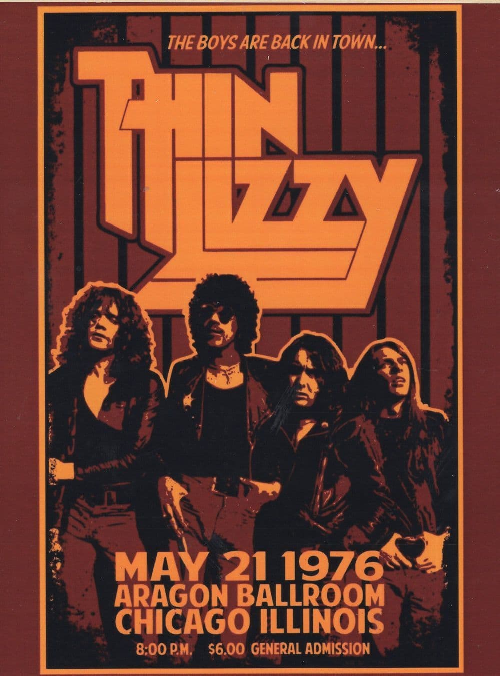 Thin Lizzy Live at Chicago Illinois USA Concert Poster Postcard