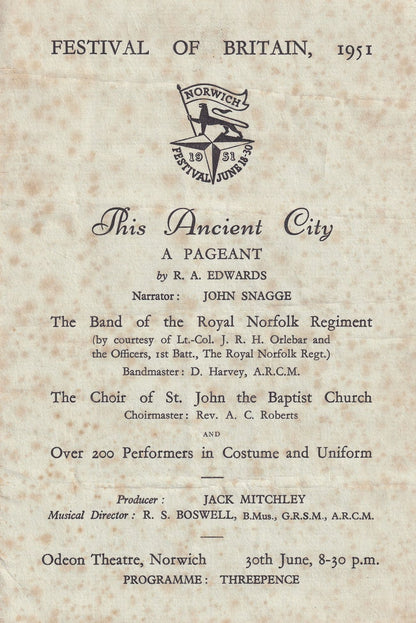 This Ancient Norfolk City Boy Scouts Girl Guides Pageant 1951 Ephemera