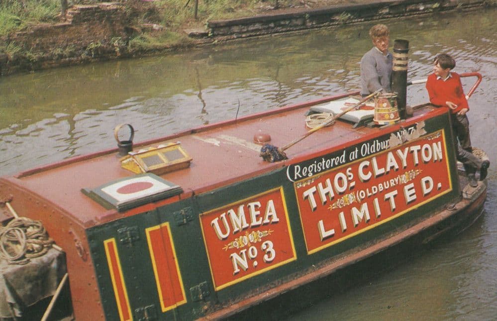 Thomas Clayton Tar Boat on Birmingham Canal Postcard