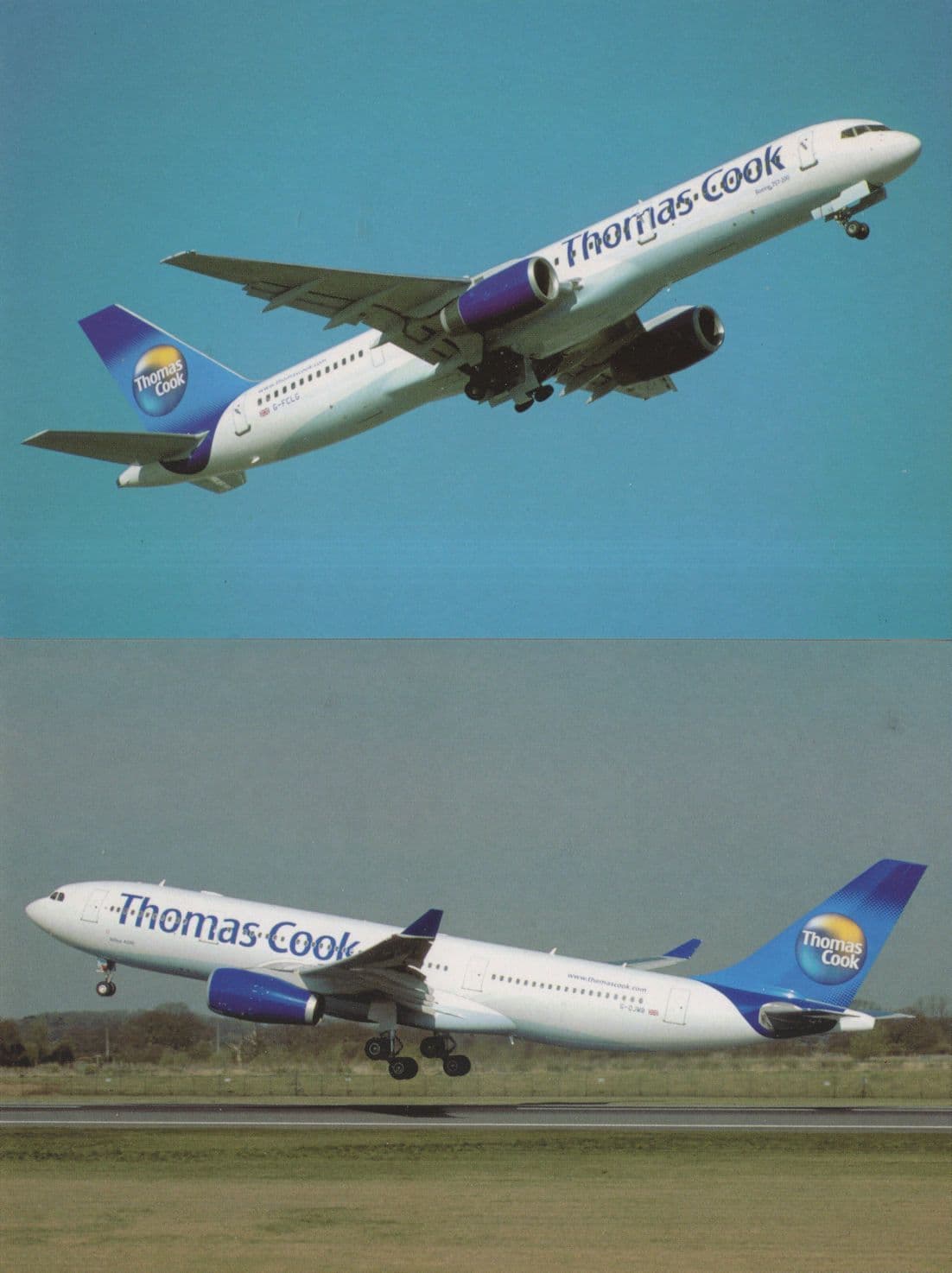 Thomas Cook Travel Agent Airbus Boeing 757-200 2x Aircraft Postcard s