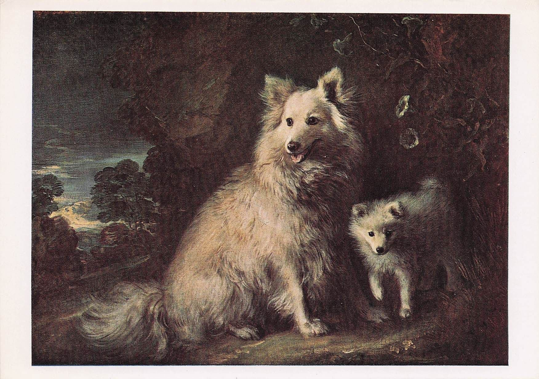 Thomas Gainsborough Fomeranian Bitch & Puppy Painting Postcard