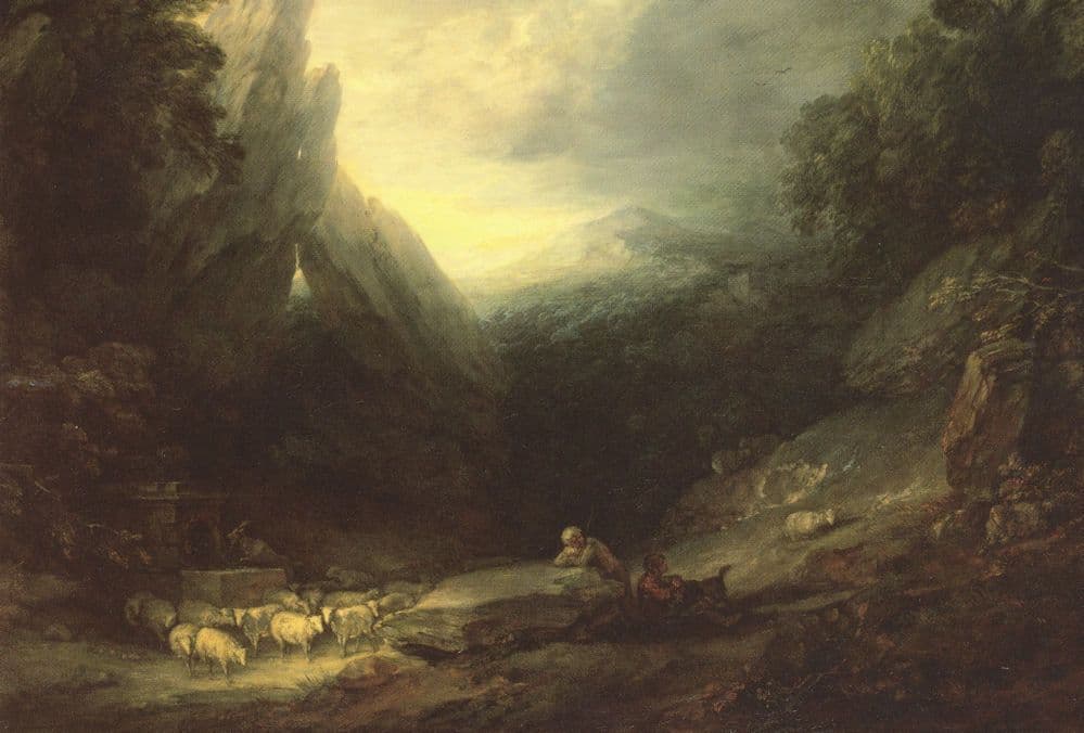 Thomas Gainsborough Romantic Landscape Sheep At A Spring Postcard