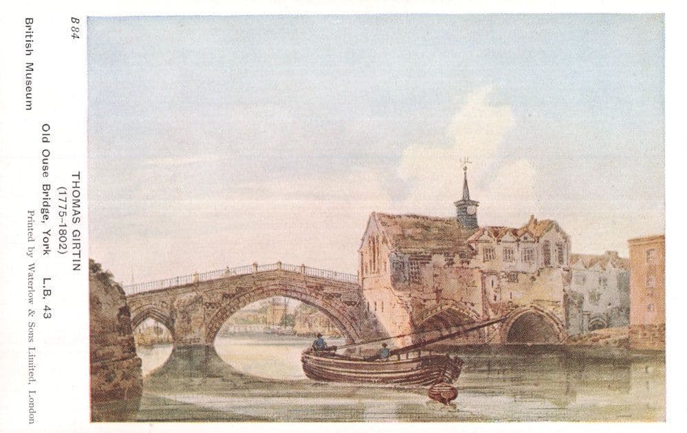 Thomas Girtin Old Ouse Bridge York Antique Painting Postcard
