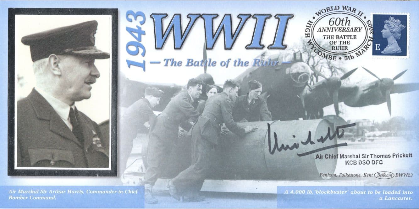 Thomas Prickett DFC Battle Of The Ruhr WW2 Benham Hand Signed FDC