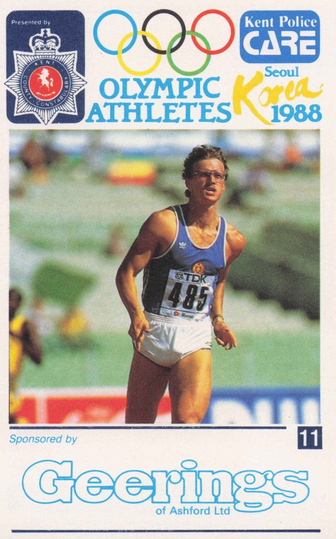 Thomas Schonlebe German Athlete Olympics 1988 Police Trade Photo Card