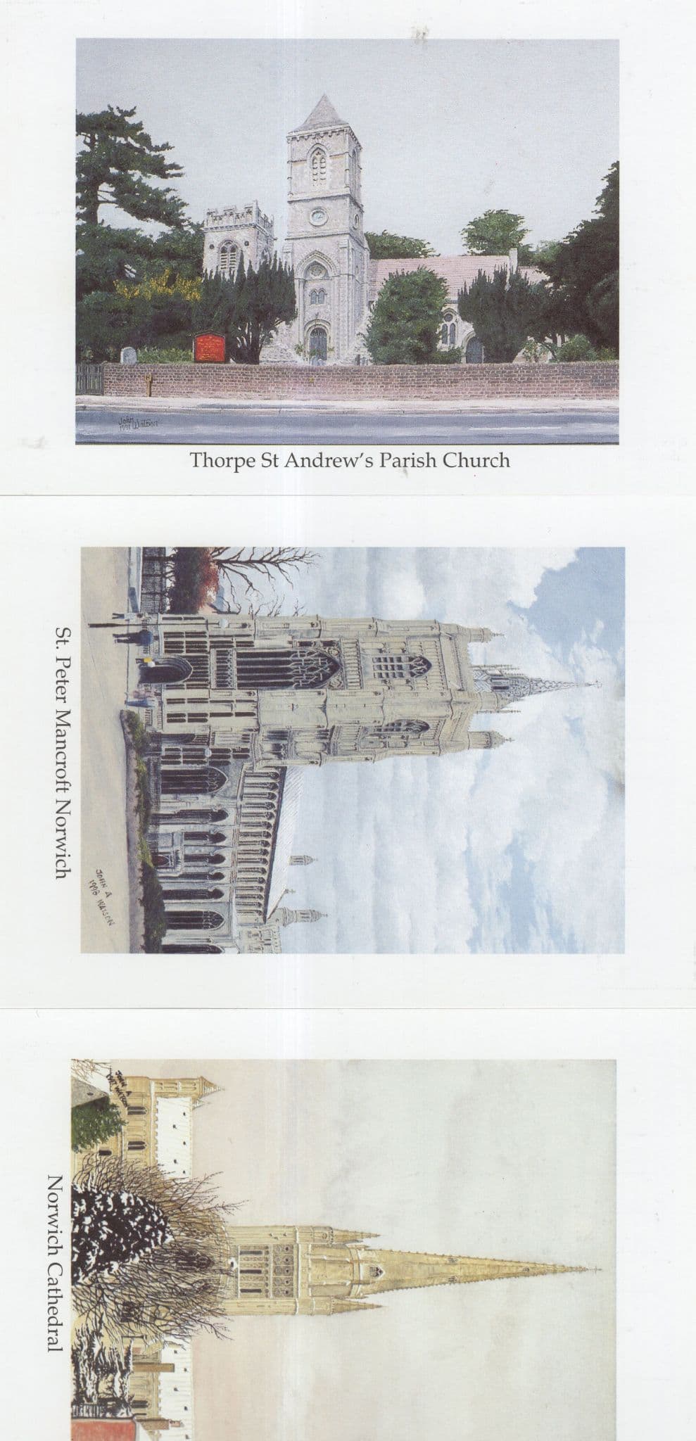 Thorpe St Andrew Norwich Church 3x Photogenic Painting Postcard s