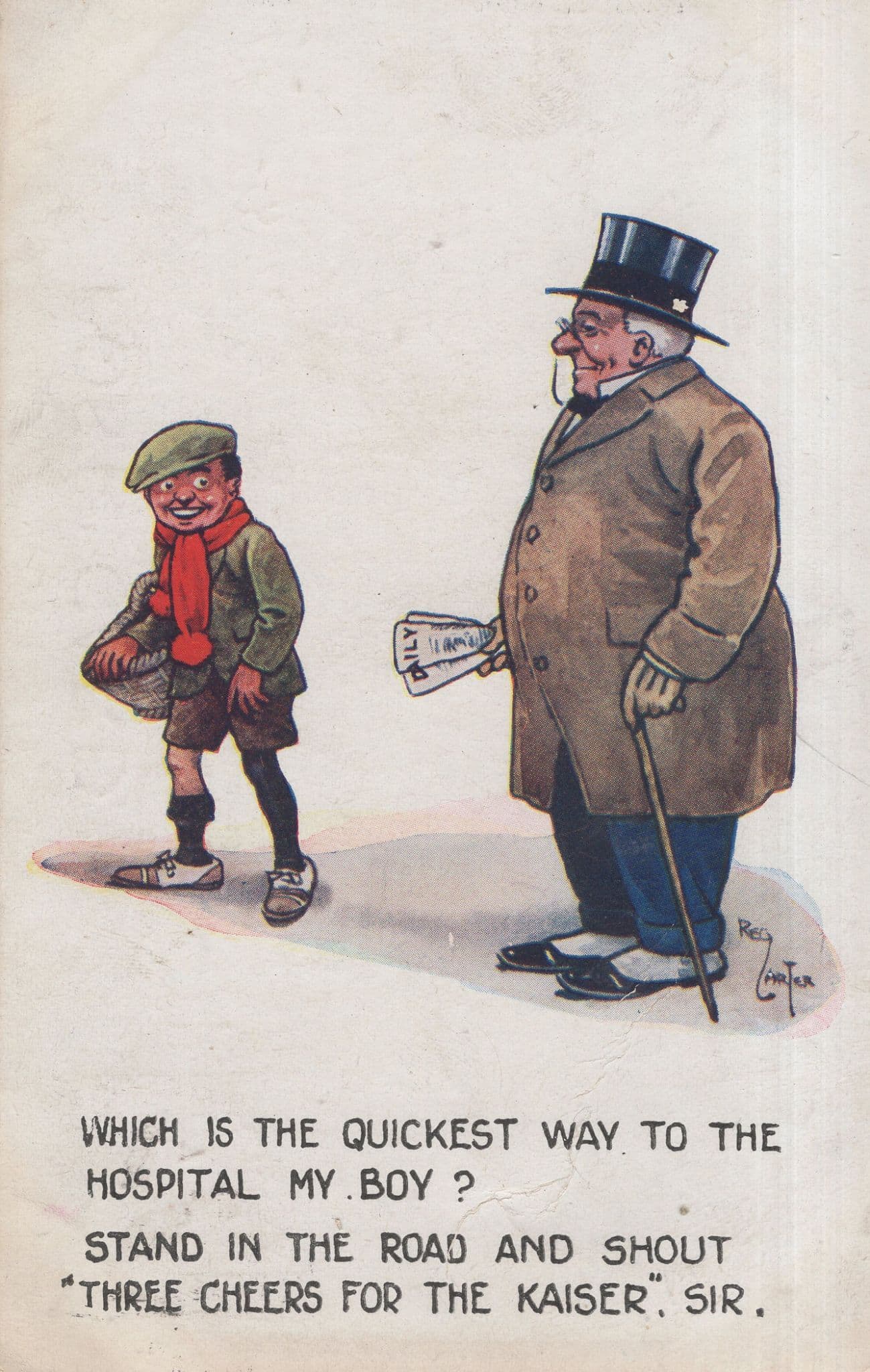 Three Cheers For The Kaiser Antique Comic Postcard