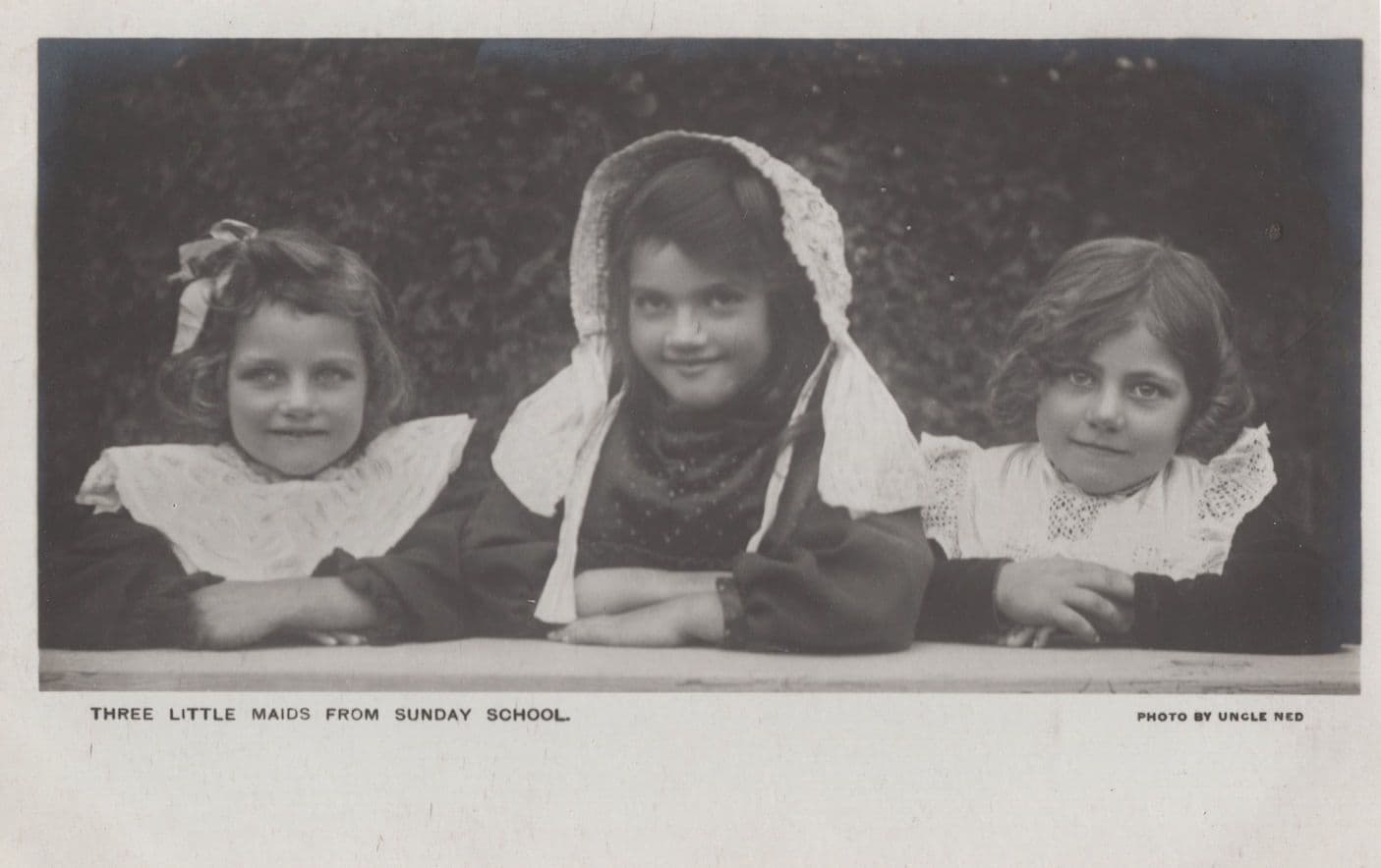 Three Little Maids From Sunday School Antique Religious Postcard