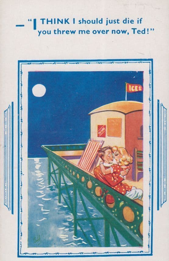 Throwing Chucked Fred Off A Pier Overboard Ice Cream Hut Comic Humour Postcard
