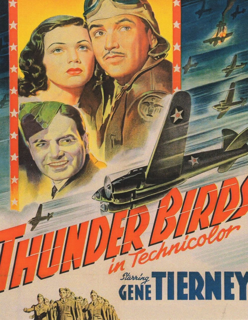 Thunderbirds Gene Tierney Military Film Poster Repro Postcard