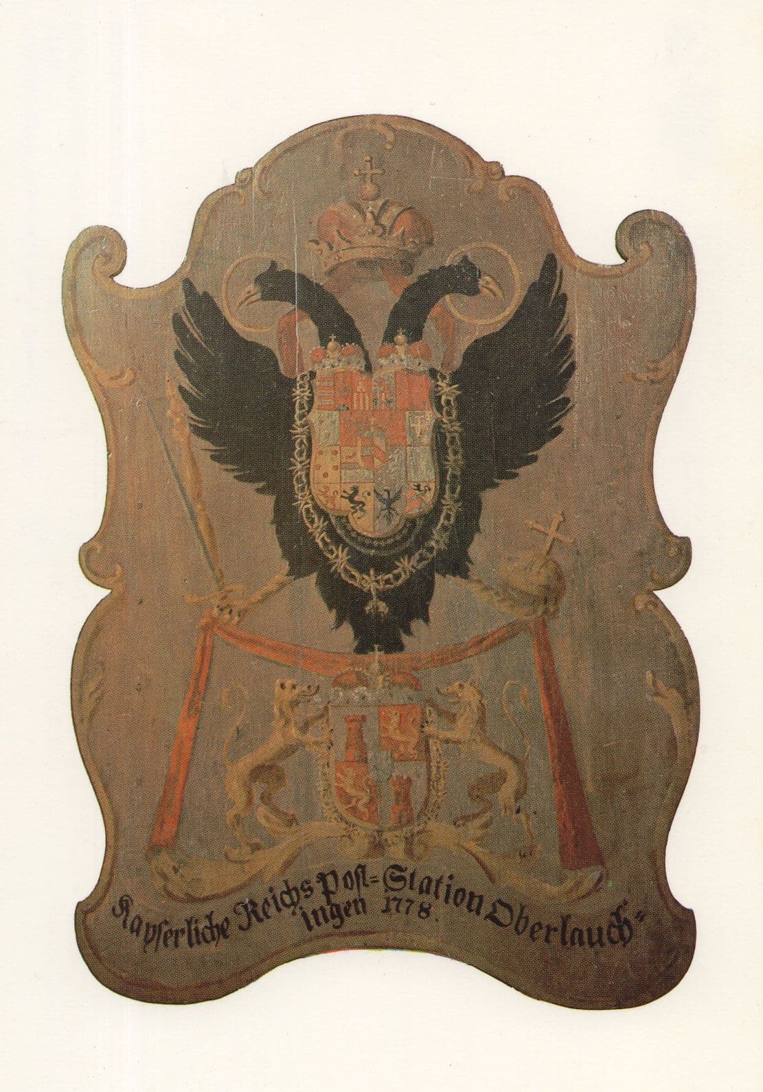 Thurn & Taxis Posthasschild 1778 German Post Office Sign Postcard