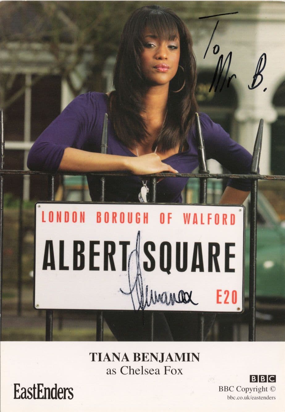 Tiana Benjamin as Chelsea Fox Eastenders Hand Signed Cast Card